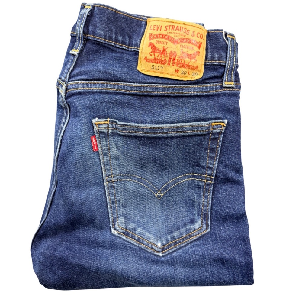 Levis 511 Slim Fit Blue Denim Jeans Mens‎ 30x30 Dark Wash 045111104